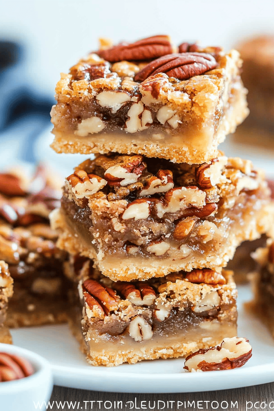 Pecan Pie Bars slice on plate showing perfect texture and swirl pattern
