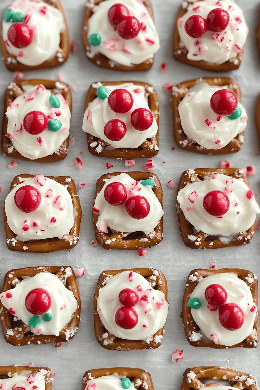 Peppermint Bark Pretzel Bites ingredients organized and measured on kitchen counter