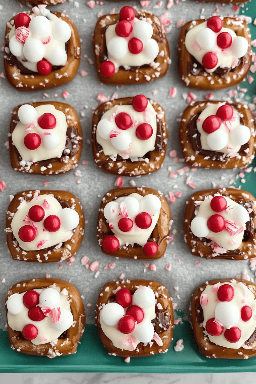 Peppermint Bark Pretzel Bites ingredients organized and measured on kitchen counter