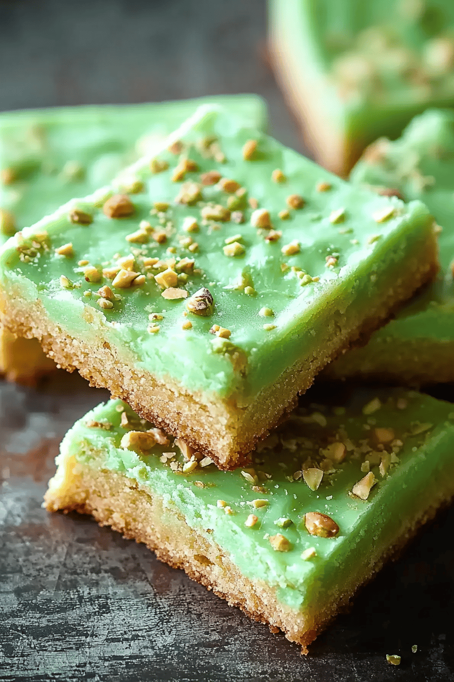 Pistachio Cookie Bars final dish beautifully presented and ready to serve