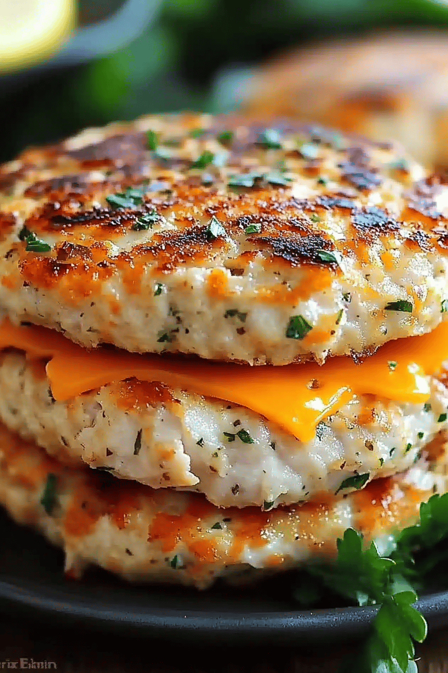 Ranch Cheddar Chicken Burgers slice on plate showing perfect texture and swirl pattern