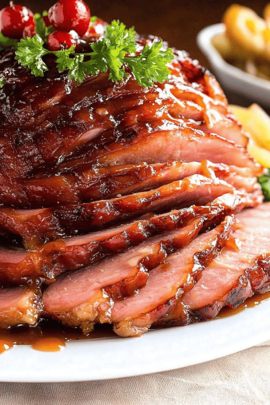 Slow-Cooked Glazed Ham ingredients organized and measured on kitchen counter