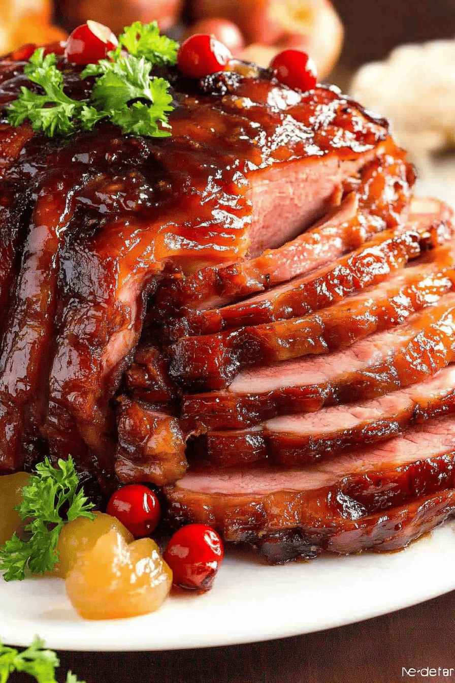 Slow-Cooked Glazed Ham final dish beautifully presented and ready to serve