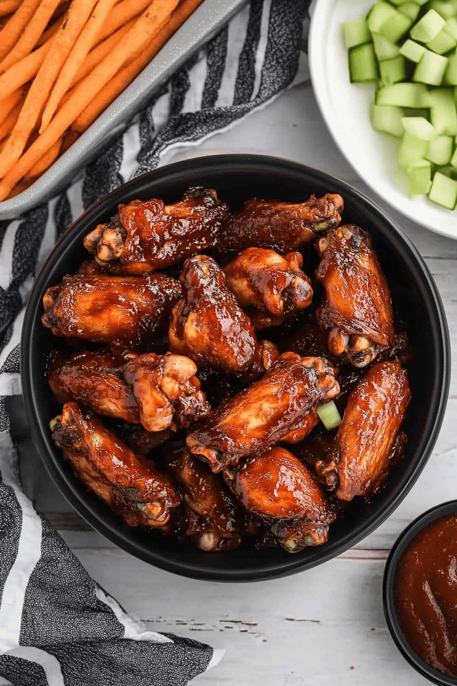 Slow Cooker BBQ Chicken Wings ingredients organized and measured on kitchen counter