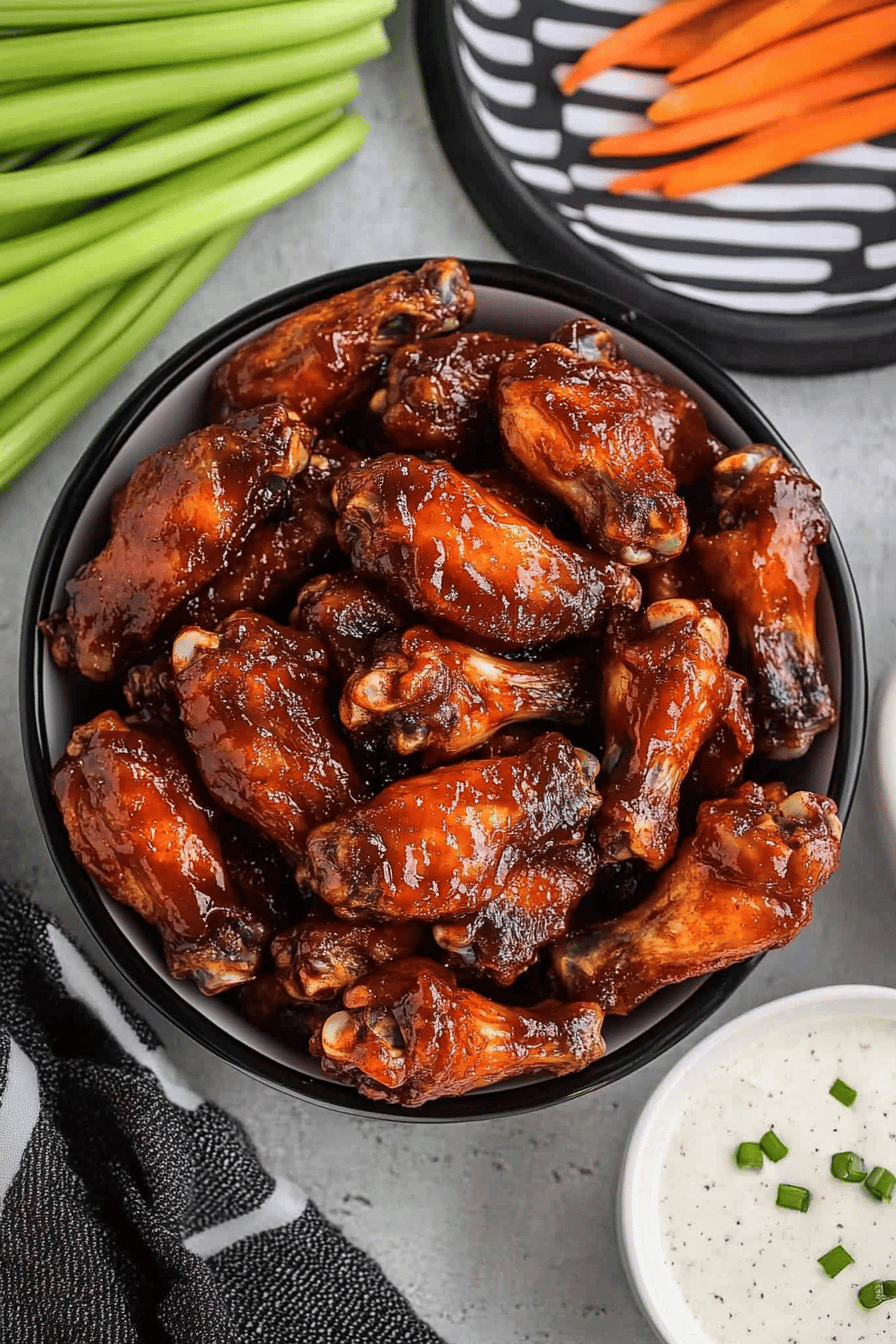 Slow Cooker BBQ Chicken Wings final dish beautifully presented and ready to serve