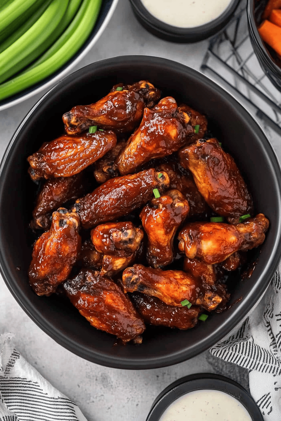 Slow Cooker BBQ Chicken Wings ingredients organized and measured on kitchen counter