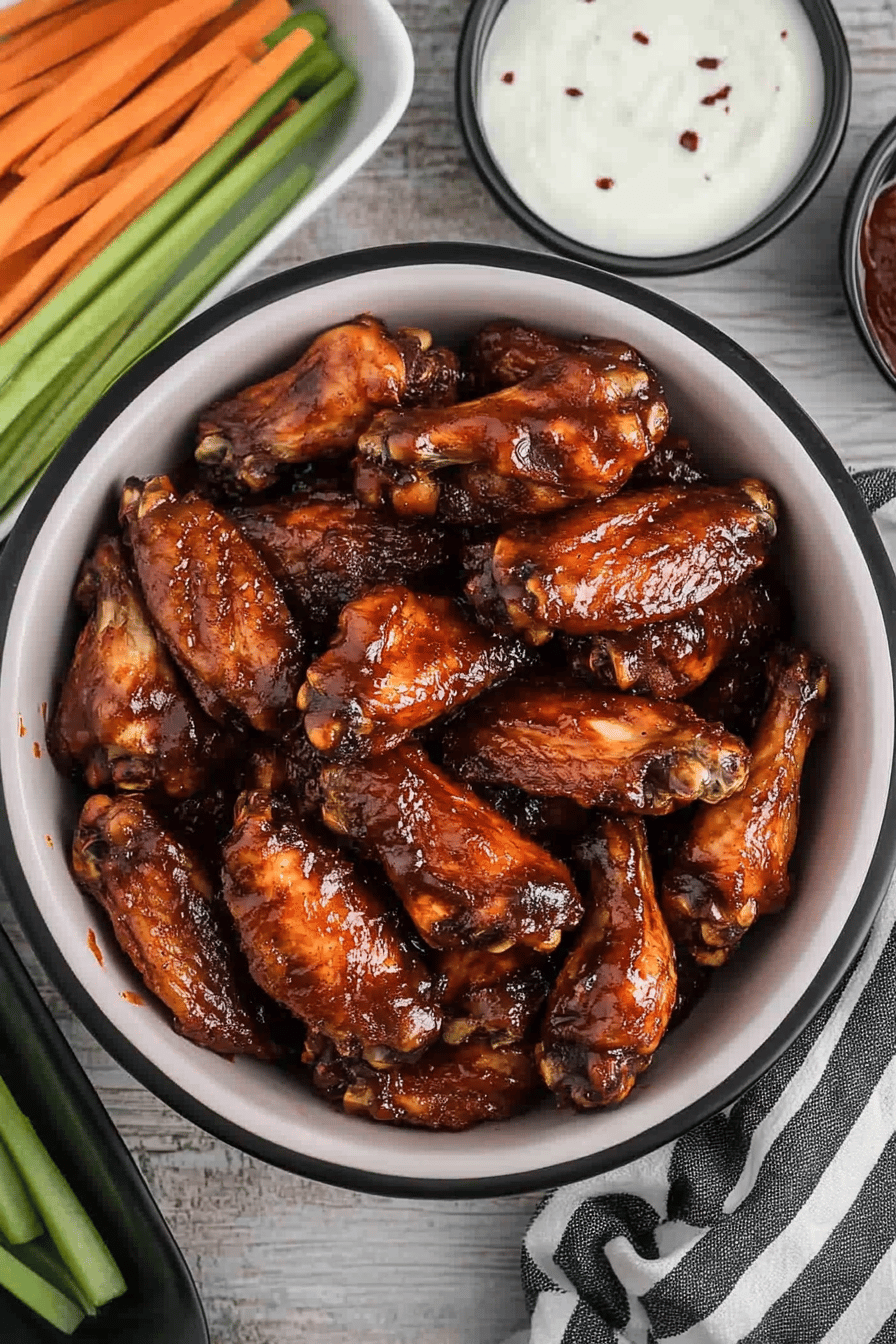 Slow Cooker BBQ Chicken Wings slice on plate showing perfect texture and swirl pattern