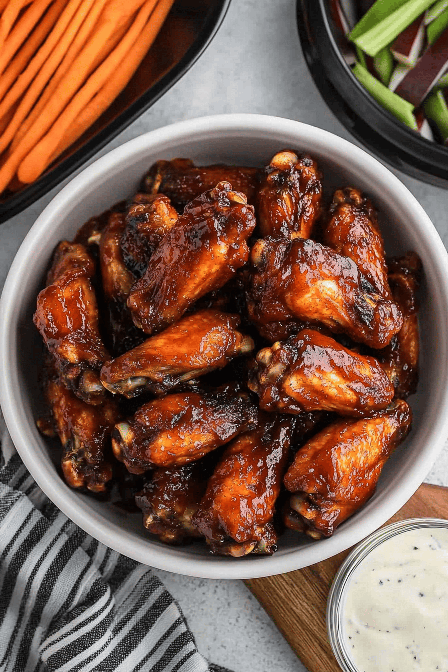 Slow Cooker BBQ Chicken Wings final dish beautifully presented and ready to serve