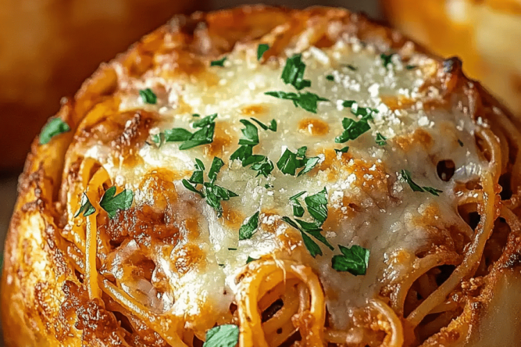 Spaghetti Garlic Bread Bowls