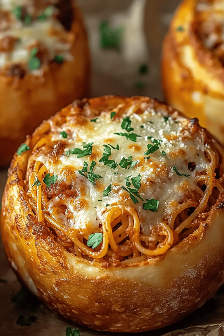 Spaghetti Garlic Bread Bowls