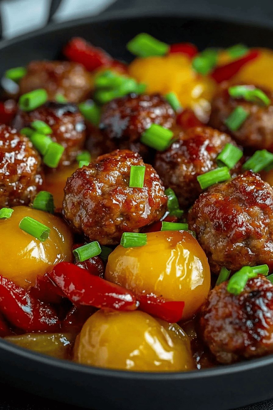 Sweet and Sour Meatballs final dish beautifully presented and ready to serve