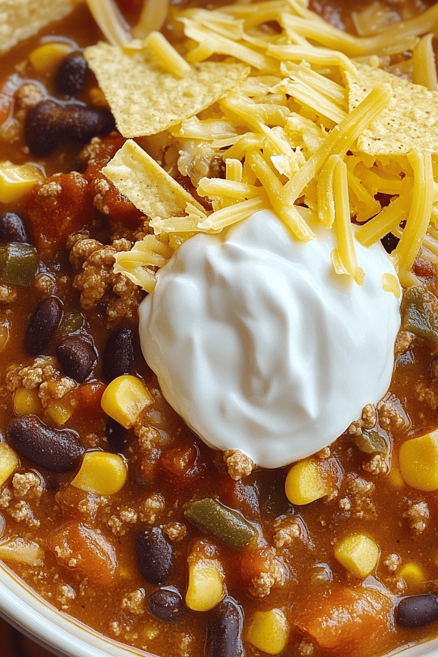 Taco Chili Recipe final dish beautifully presented and ready to serve