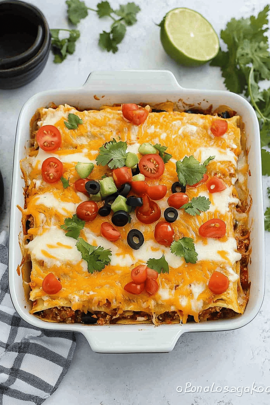 Taco Lasagna Recipe ingredients organized and measured on kitchen counter