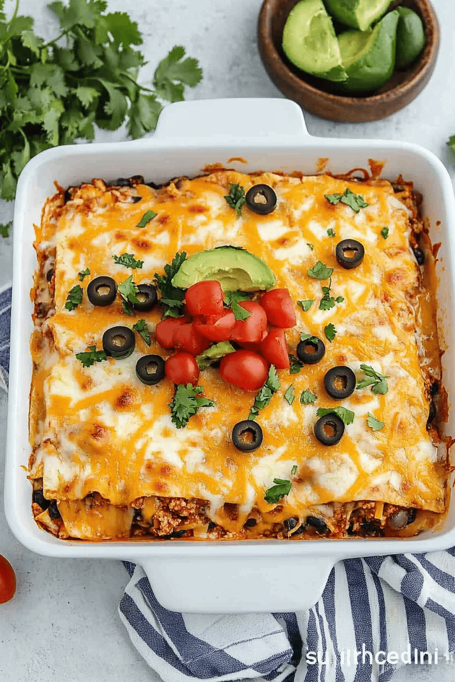 Taco Lasagna Recipe slice on plate showing perfect texture and swirl pattern