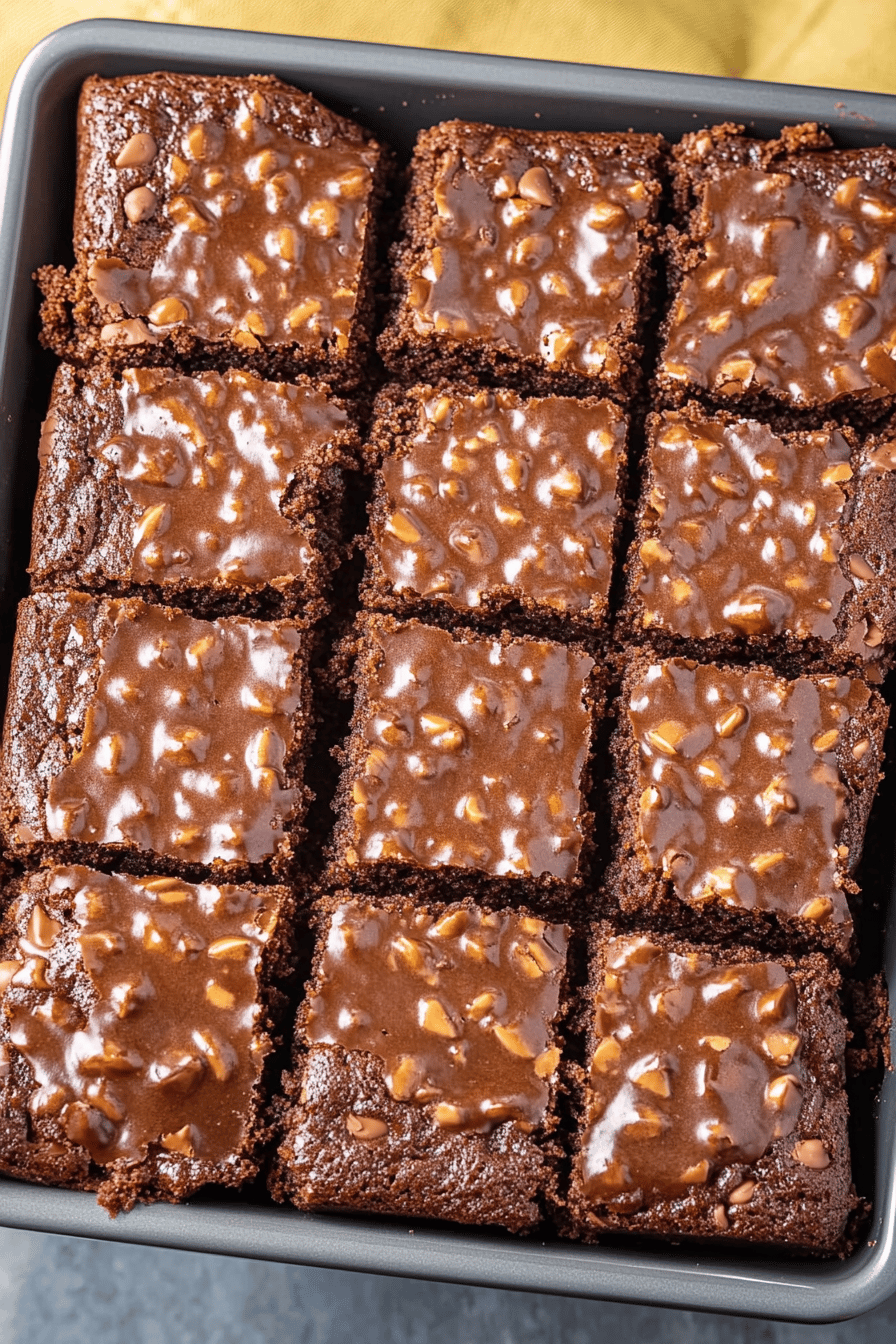 Texas Sheet Cake Recipe slice on plate showing perfect texture and swirl pattern