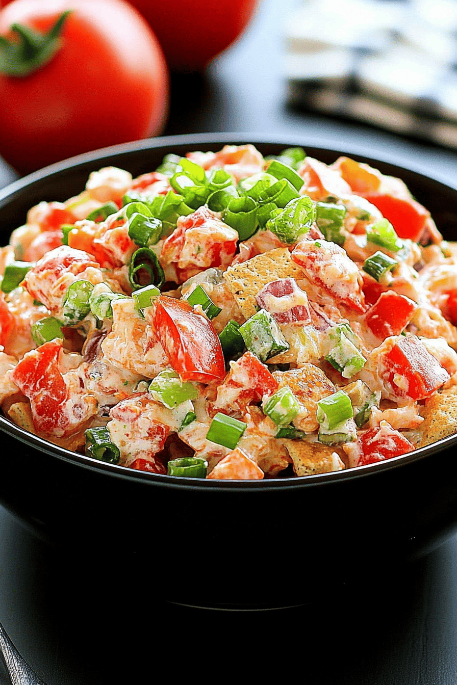Tomato Cracker Salad Recipe slice on plate showing perfect texture and swirl pattern