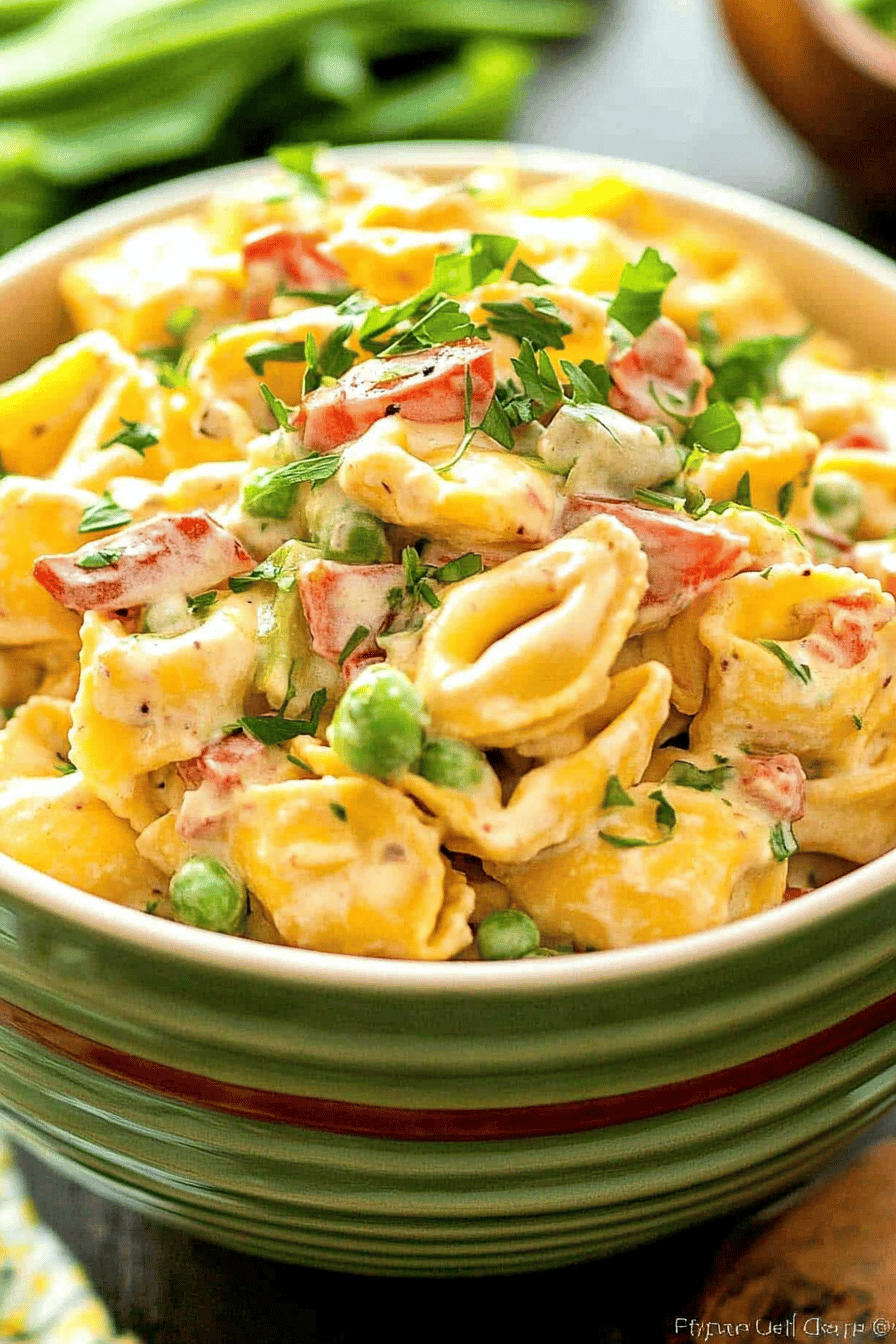 Tortellini Salad Recipe final dish beautifully presented and ready to serve