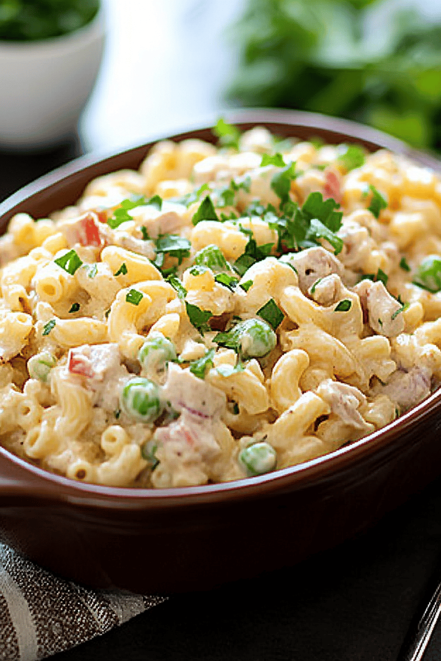 Tuna Macaroni Salad Recipe ingredients organized and measured on kitchen counter