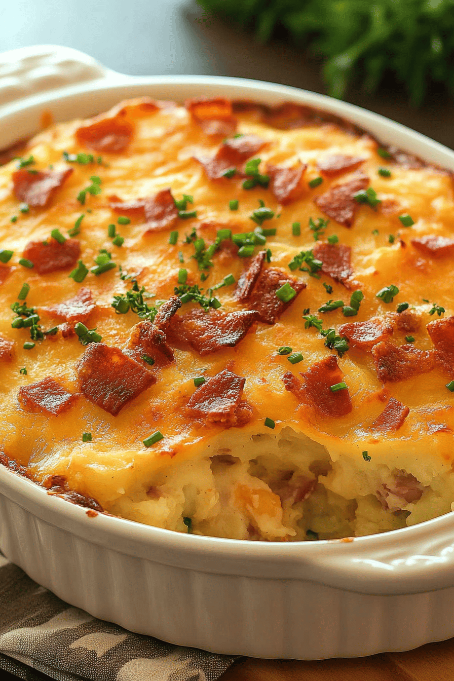 Twice-Baked Potato Casserole ingredients organized and measured on kitchen counter