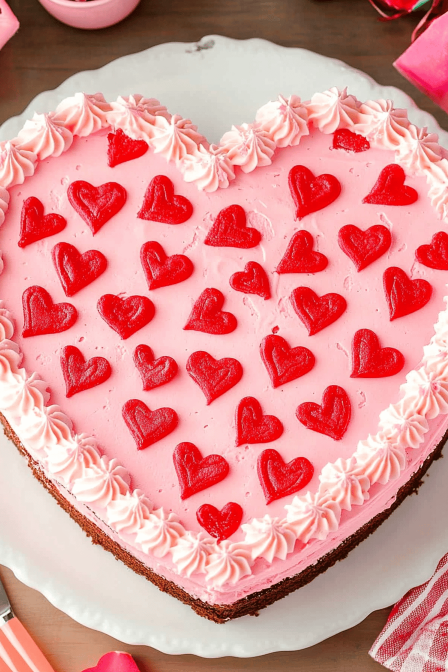 heart-shaped cake ingredients organized and measured on kitchen counter