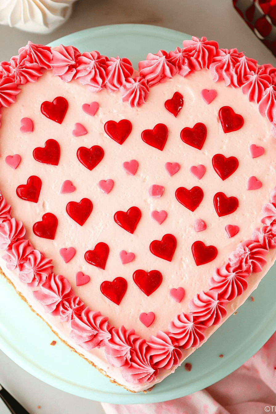 heart-shaped cake final dish beautifully presented and ready to serve