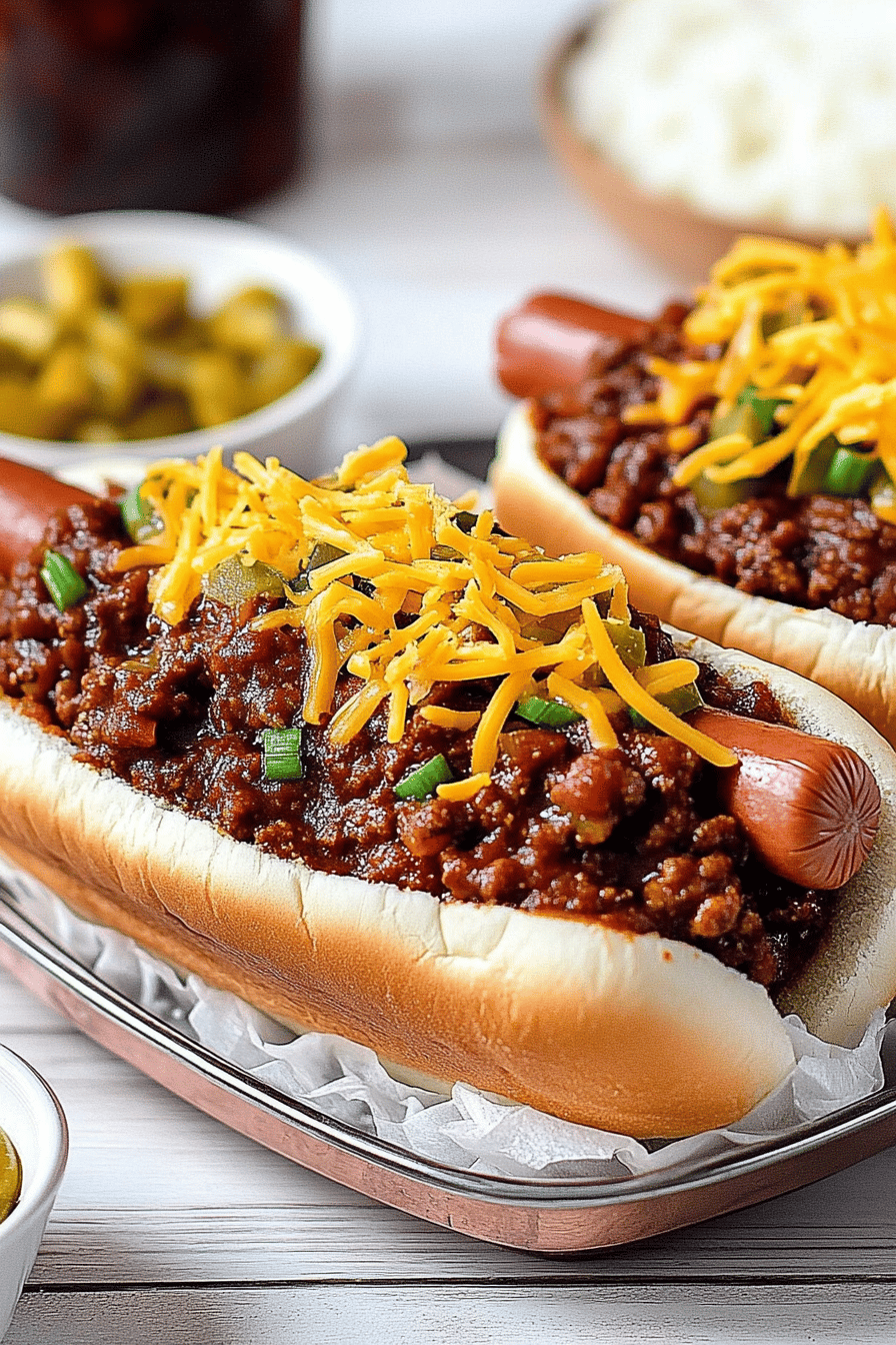 hot dog chili recipe slice on plate showing perfect texture and swirl pattern