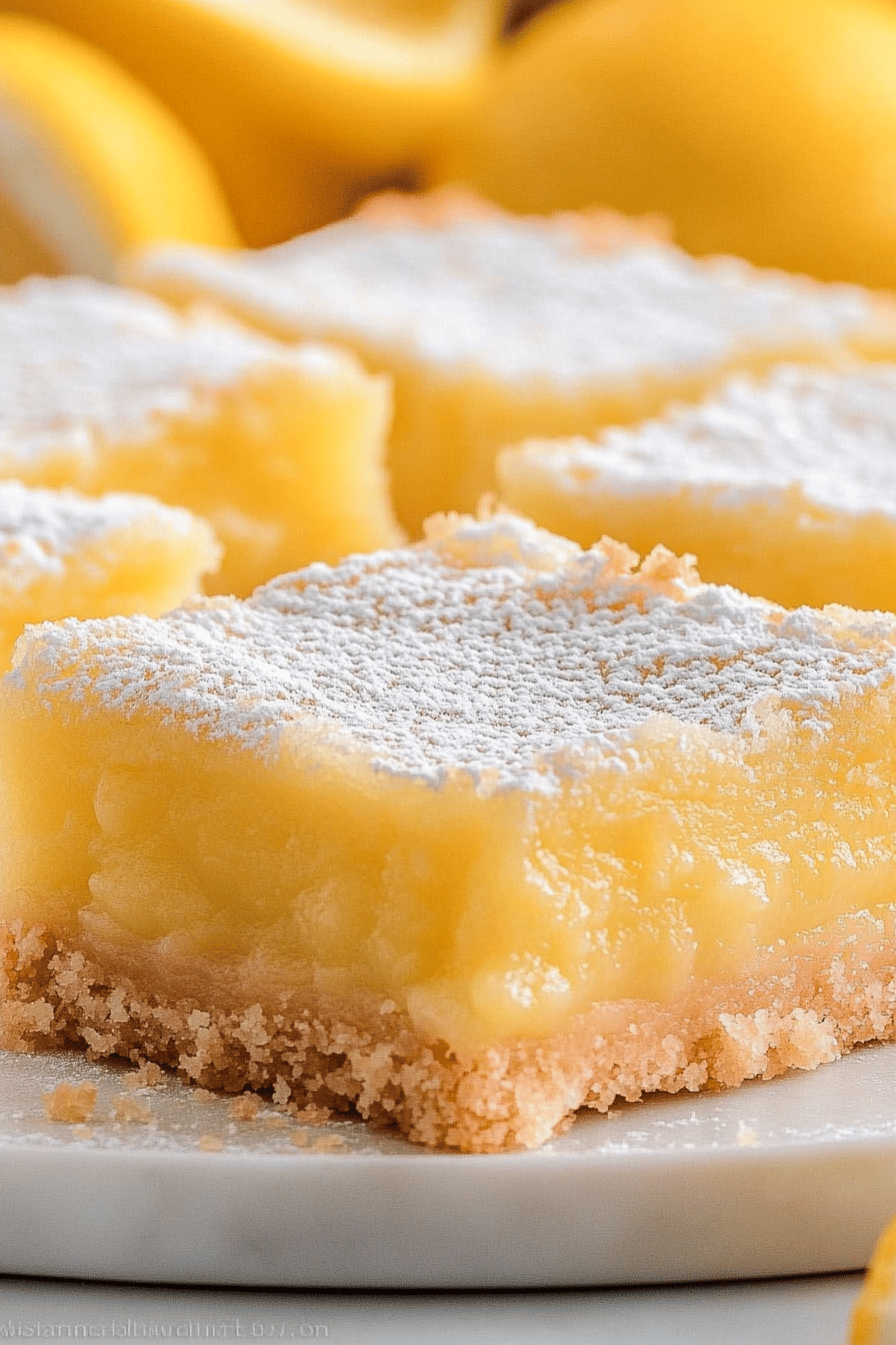 lemon bars recipe slice on plate showing perfect texture and swirl pattern