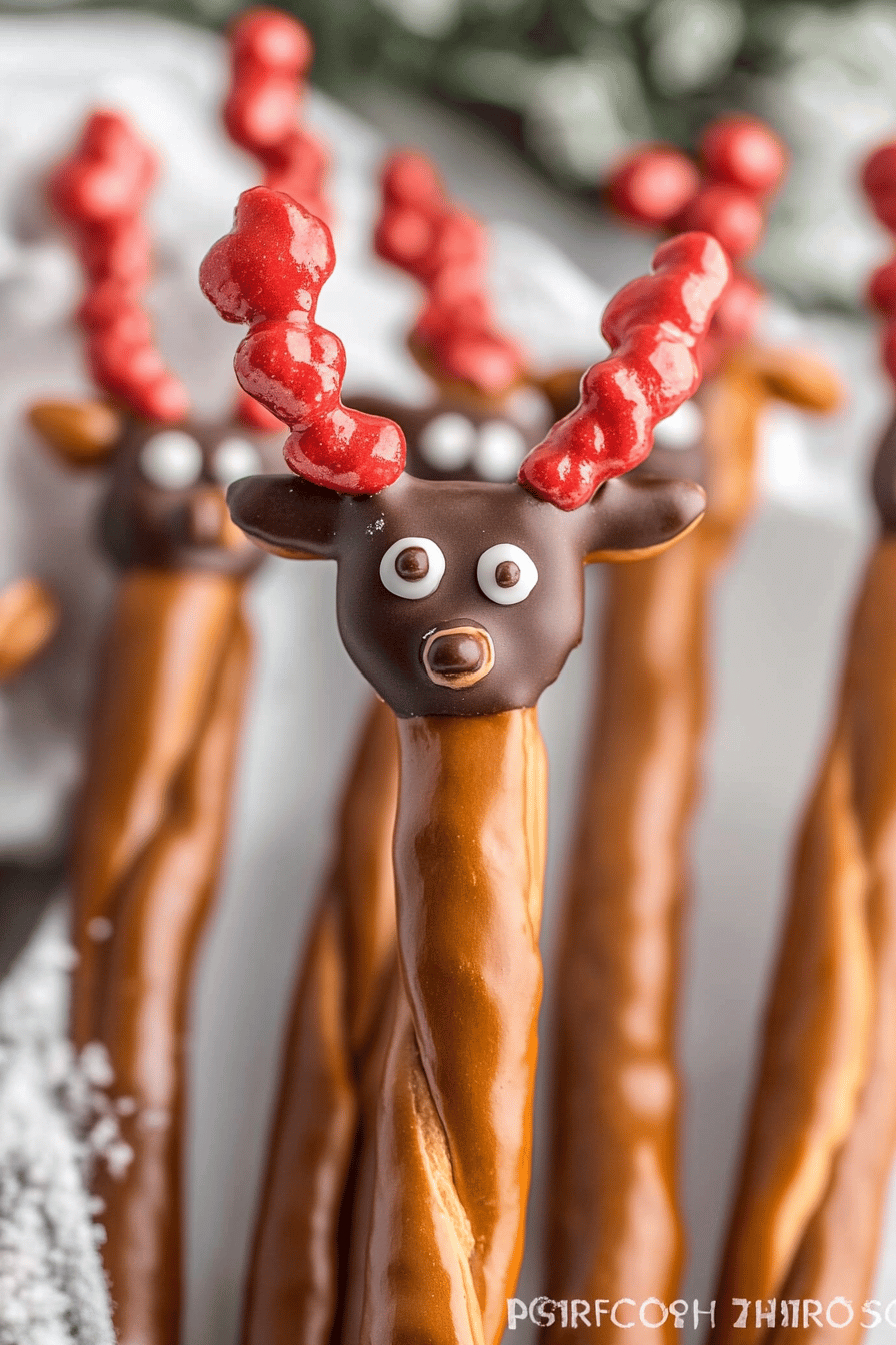 reindeer pretzel rods slice on plate showing perfect texture and swirl pattern