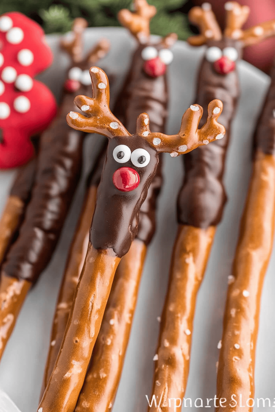 reindeer pretzel rods final dish beautifully presented and ready to serve