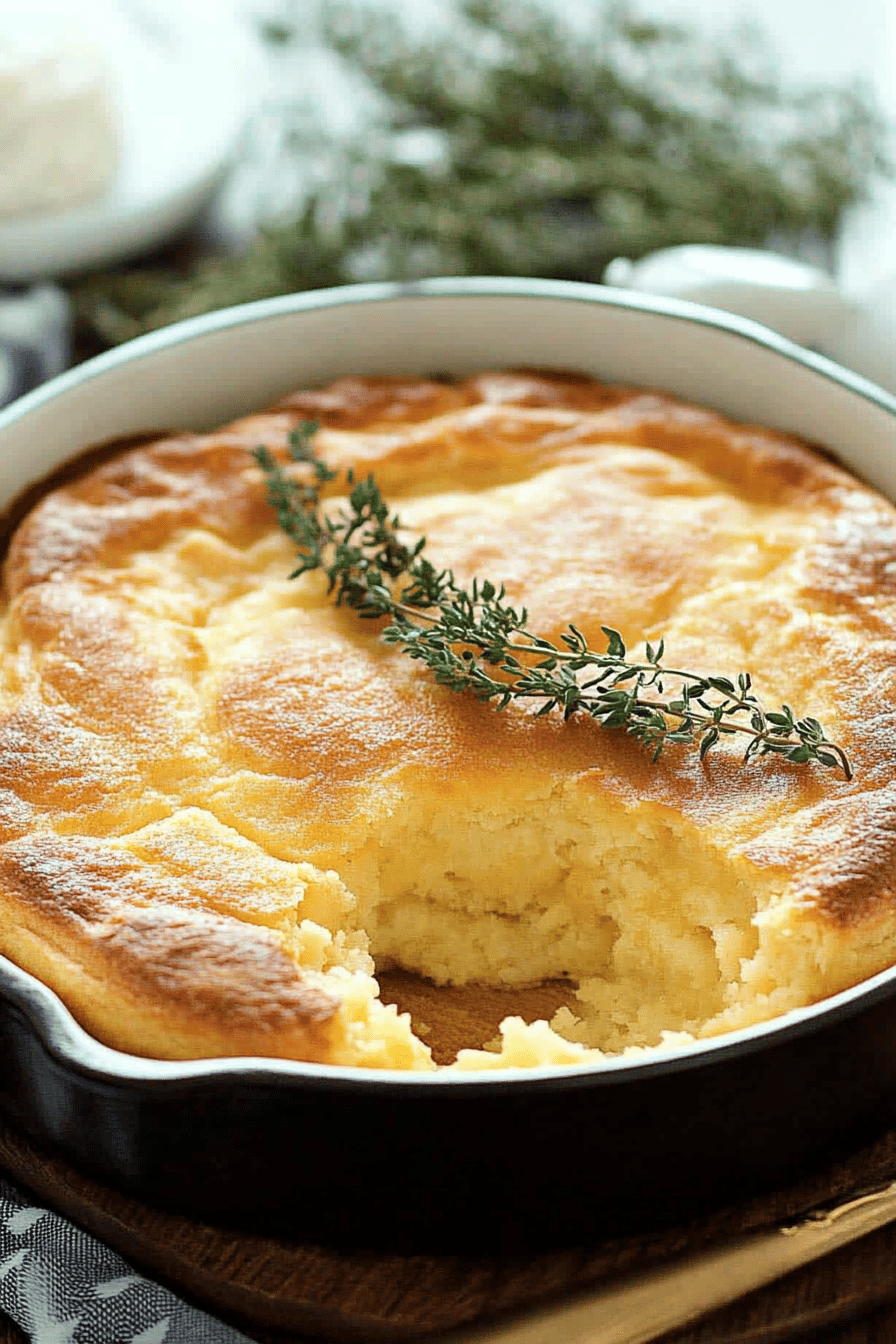 spoon bread recipe slice on plate showing perfect texture and swirl pattern