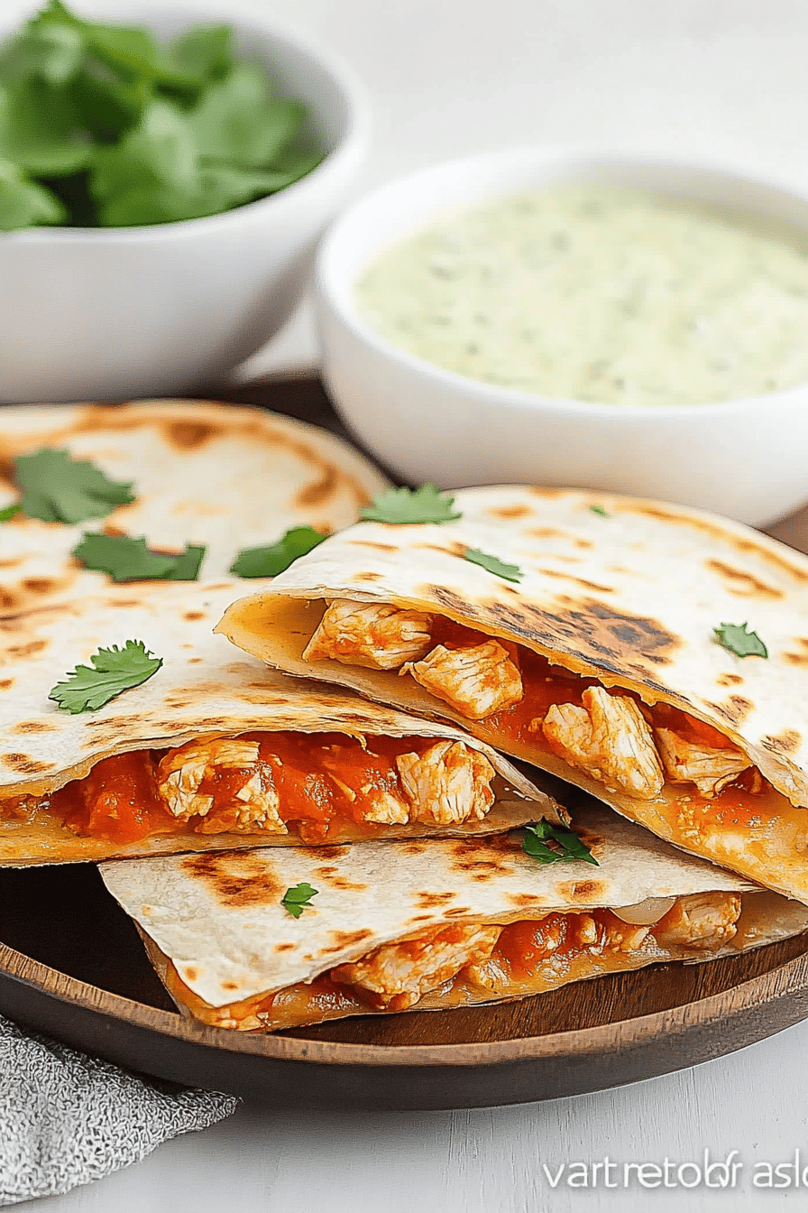 Air Fryer Chicken Quesadilla ingredients organized and measured on kitchen counter