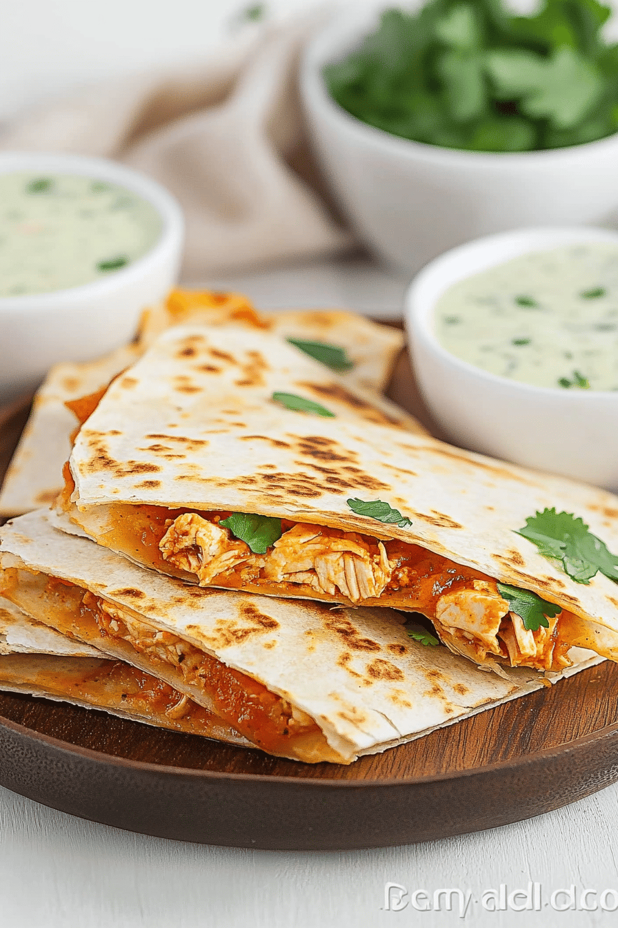 Air Fryer Chicken Quesadilla slice on plate showing perfect texture and swirl pattern