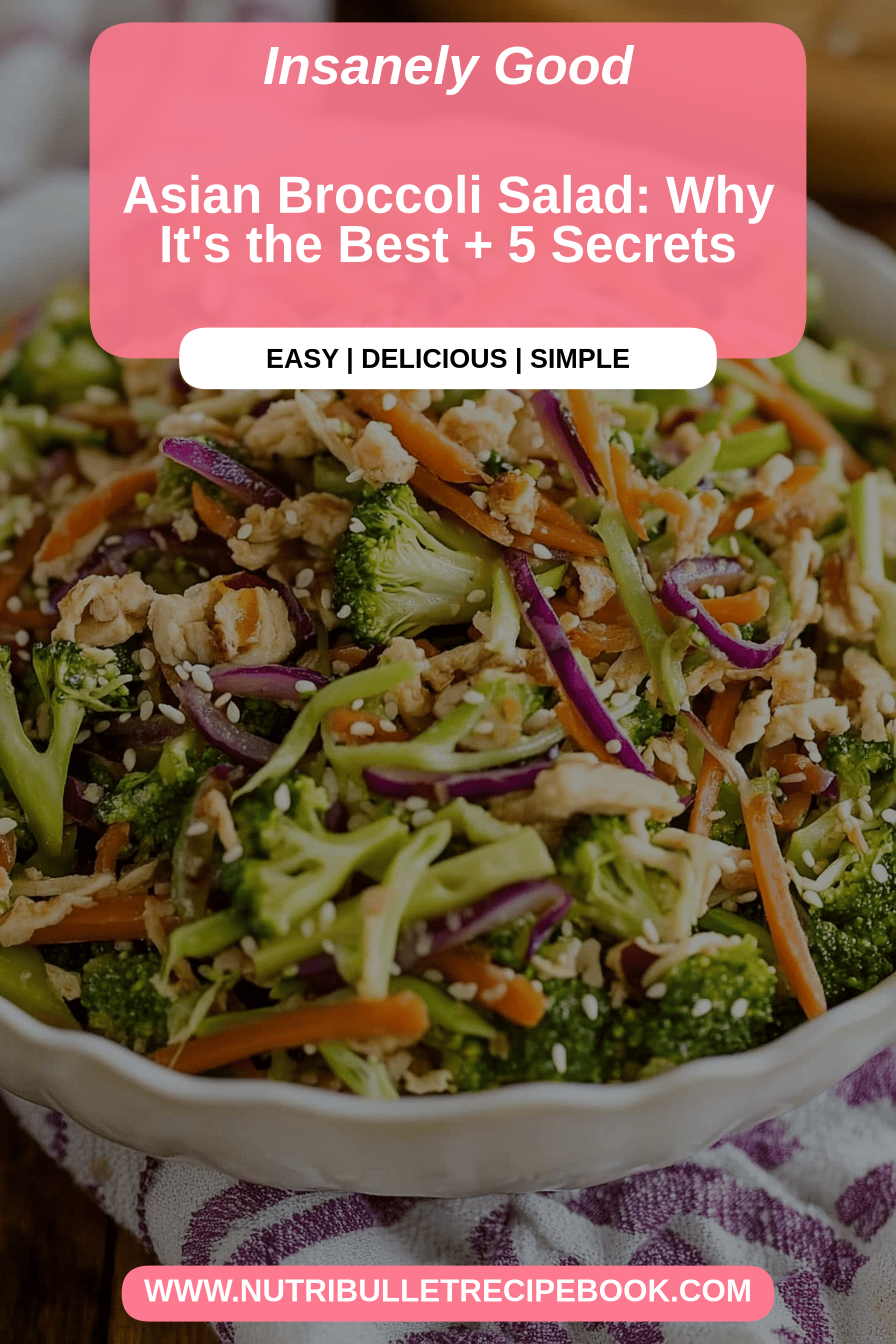 Asian broccoli salad final dish beautifully presented and ready to serve