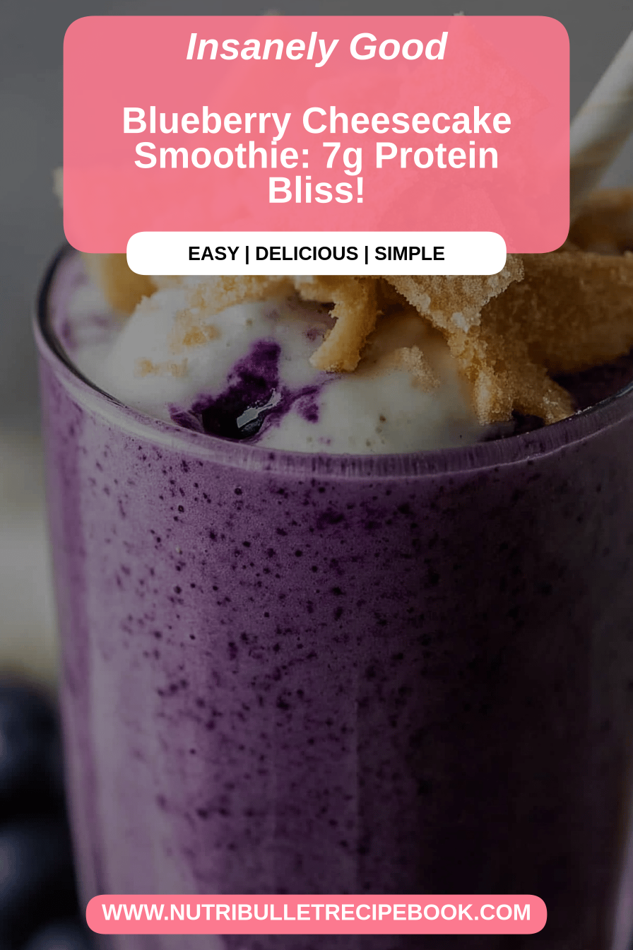 Blueberry cheesecake smoothie final dish beautifully presented and ready to serve
