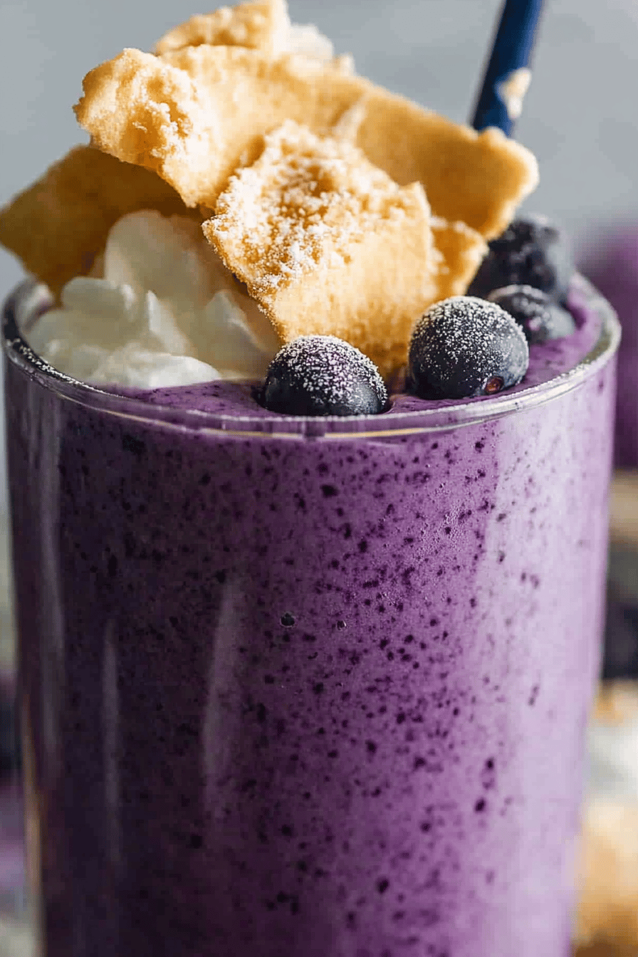 Blueberry cheesecake smoothie slice on plate showing perfect texture and swirl pattern