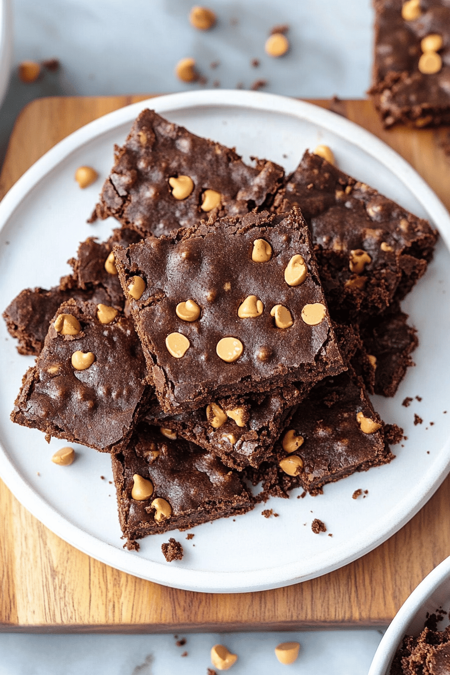 Brownie brittle slice on plate showing perfect texture and swirl pattern