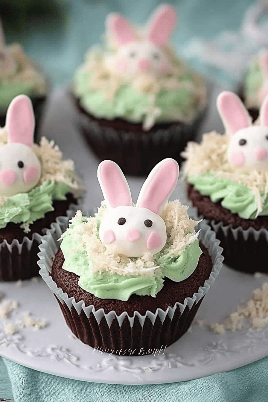 Bunny cupcakes slice on plate showing perfect texture and swirl pattern