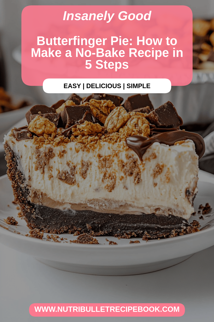 Butterfinger Pie final dish beautifully presented and ready to serve