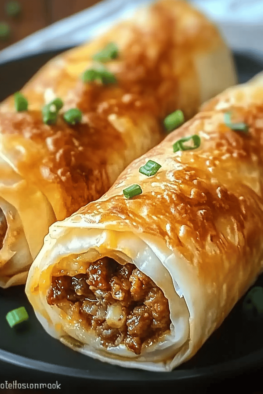 Cheesy Sausage Egg Rolls slice on plate showing perfect texture and swirl pattern