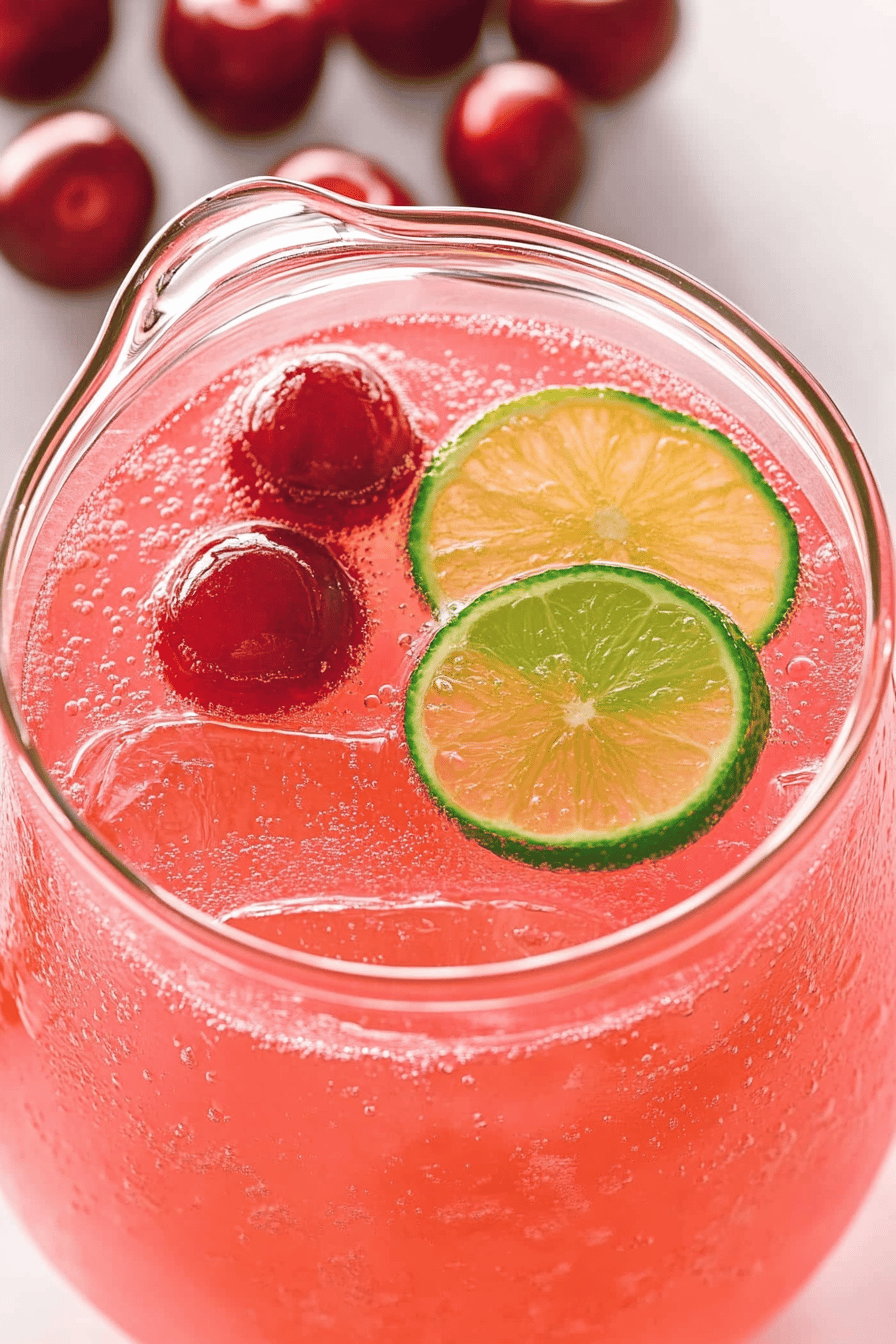 Cherry Limeade Recipe ingredients organized and measured on kitchen counter