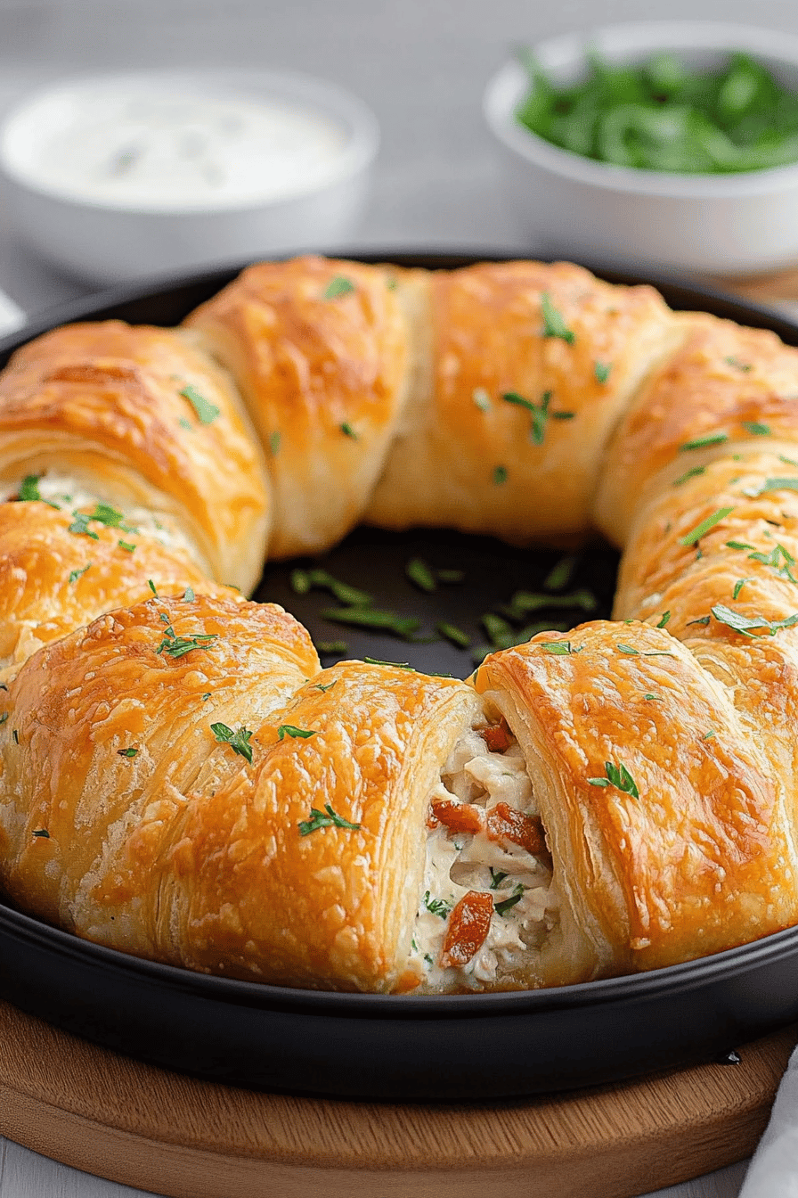 Chicken Bacon Ranch Crescent Ring slice on plate showing perfect texture and swirl pattern