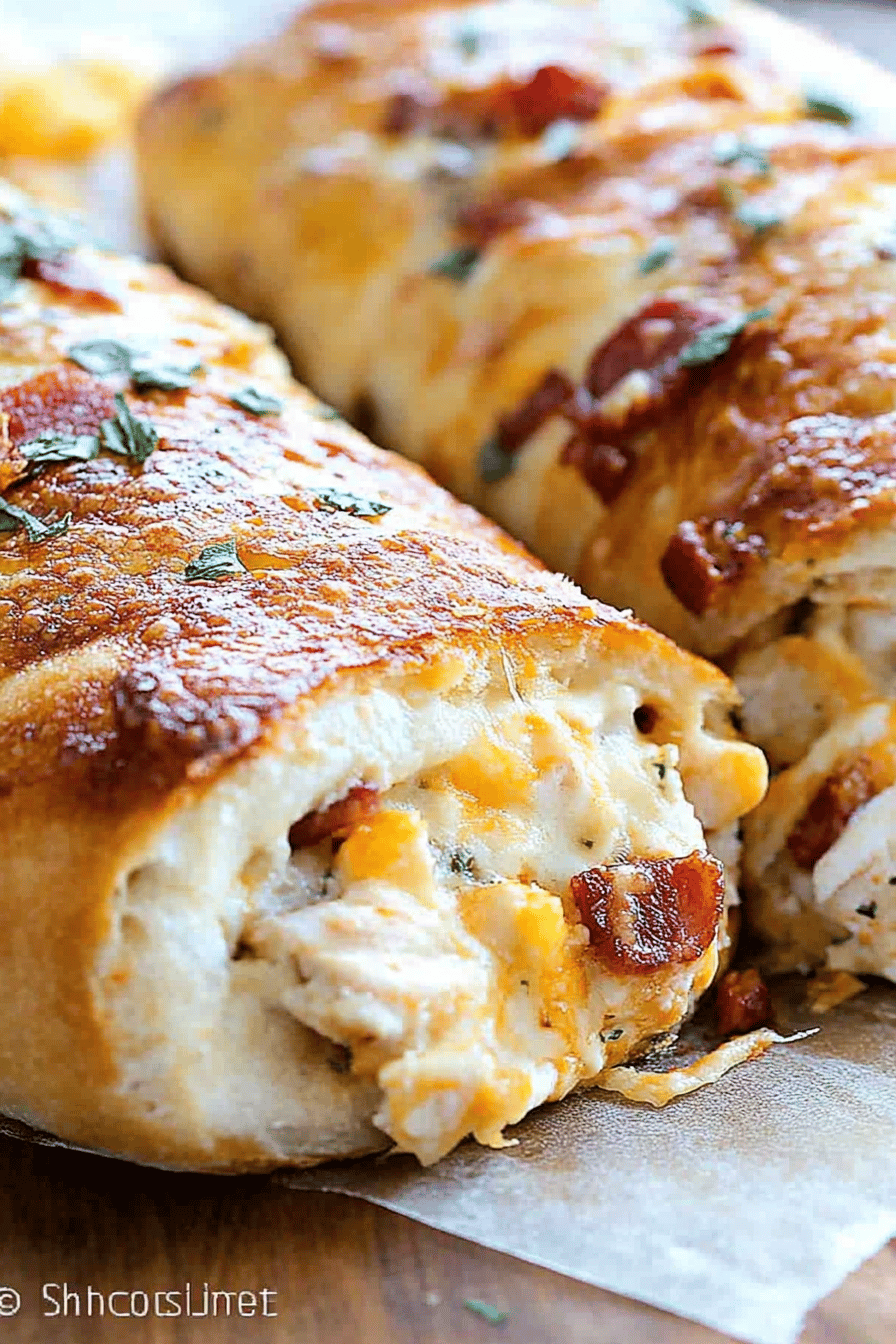 Chicken Bacon Ranch Stromboli slice on plate showing perfect texture and swirl pattern