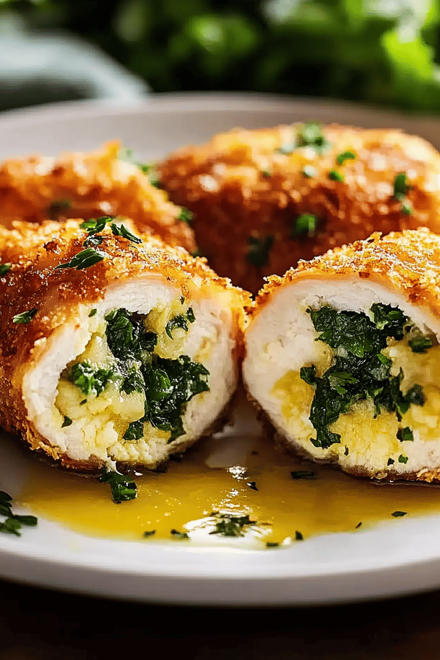 Chicken Kiev Recipe slice on plate showing perfect texture and swirl pattern