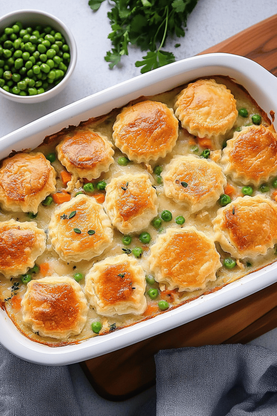 Chicken Pot Pie Casserole ingredients organized and measured on kitchen counter