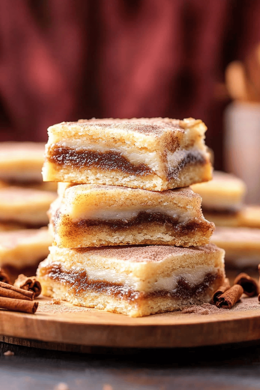 Cinnamon roll bars slice on plate showing perfect texture and swirl pattern