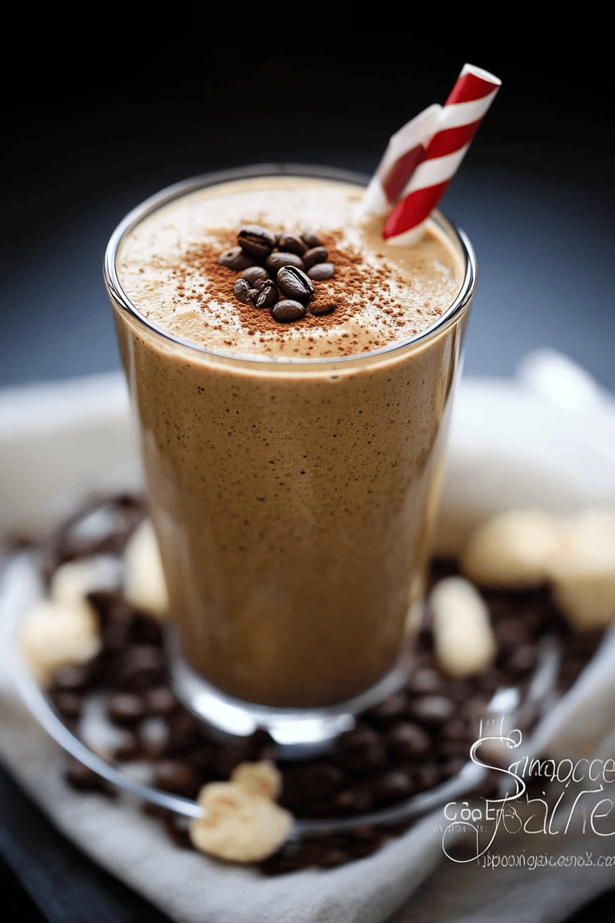Coffee smoothie slice on plate showing perfect texture and swirl pattern