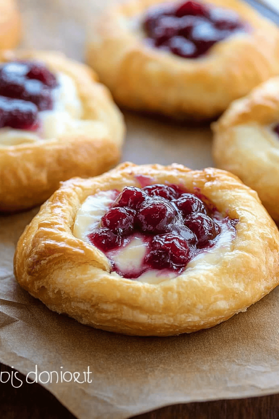 Cranberry cream cheese pastries slice on plate showing perfect texture and swirl pattern