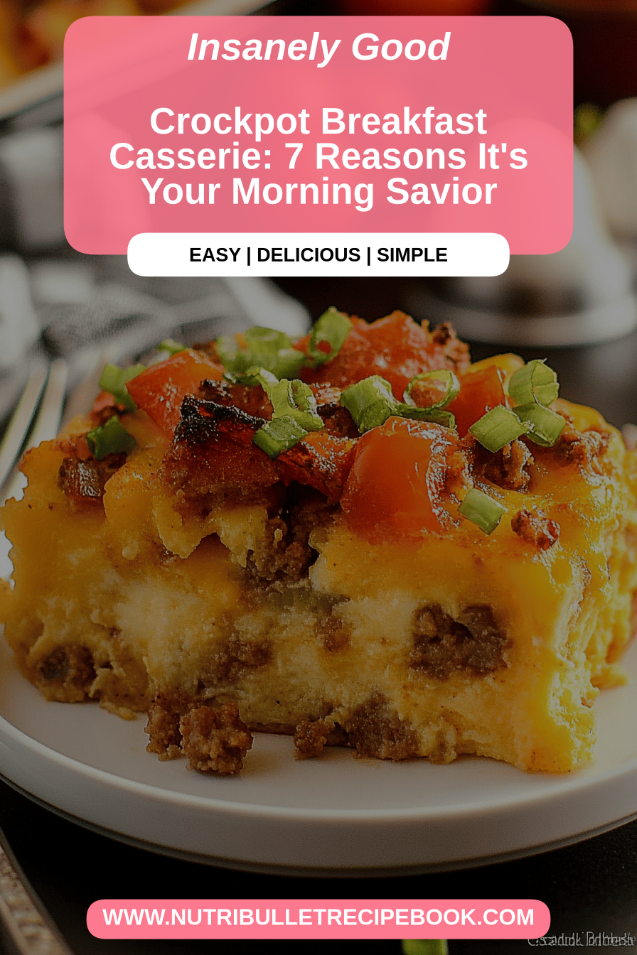 Crockpot Breakfast Casserole final dish beautifully presented and ready to serve