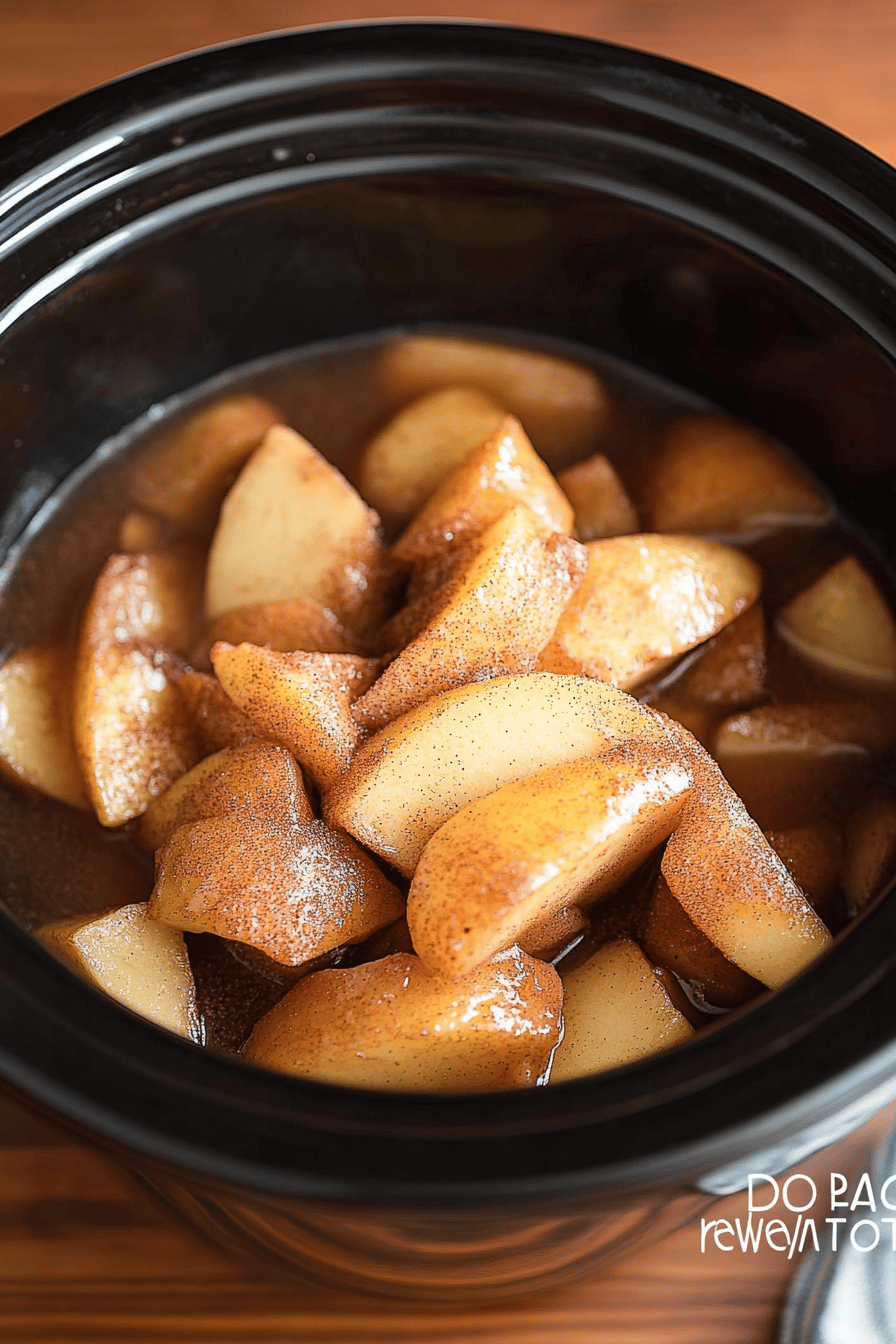 Crockpot cinnamon apples ingredients organized and measured on kitchen counter
