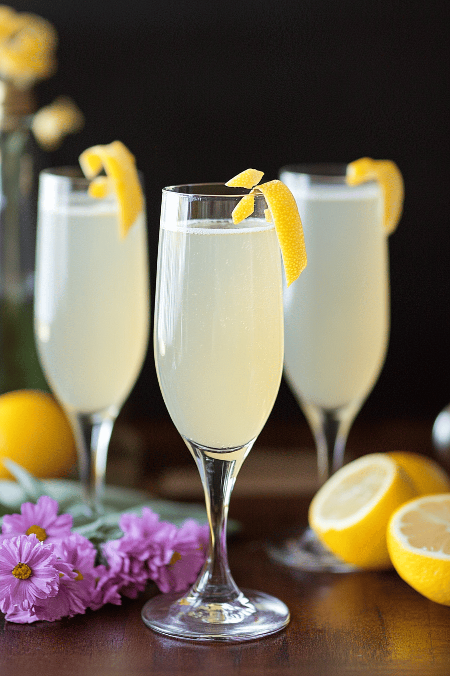 French 75 cocktail slice on plate showing perfect texture and swirl pattern
